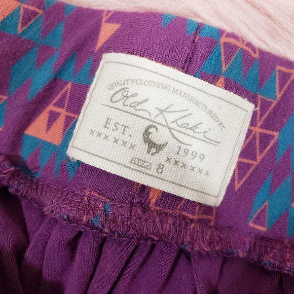 Old Khaki Geometric Print Ombre Short Skirt - Picture 6 of 8